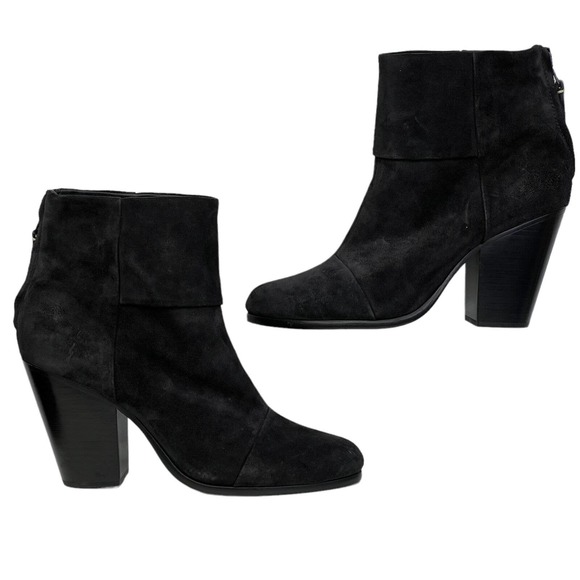Rag & Bone Womens Newbury Classic Black Suede Back Zip Ankle Booties Size 11 - Picture 2 of 9